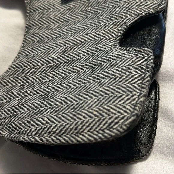 Dog Shaped Purse Black/White Herringbone Tweed Faux Leather Handbag Scottie - Picture 13 of 15